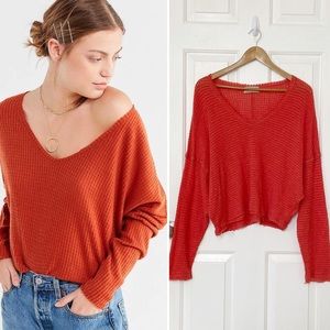 Urban Outfitters Cozy Thermal Knit Slouchy Orange Top L